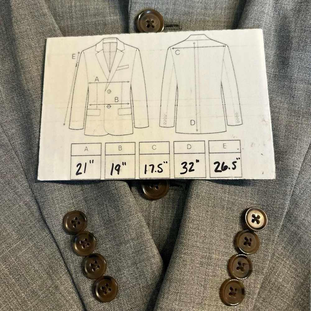 Men's J.Crew Voyager Thompson Blazer‎ 40L Gray 100% Wool Sport Coat Jacket